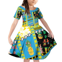 Tuvalu Christmas Family Matching Off Shoulder Short Dress and Hawaiian Shirt Festive Beach Vibes - Polynesian Pride
