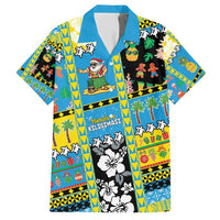 Tuvalu Christmas Family Matching Puletasi and Hawaiian Shirt Festive Beach Vibes LT05 Dad's Shirt - Short Sleeve Blue - Polynesian Pride