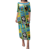 Tuvalu Christmas Family Matching Puletasi and Hawaiian Shirt Festive Beach Vibes LT05 Mom's Dress Blue - Polynesian Pride