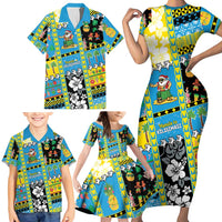 Tuvalu Christmas Family Matching Short Sleeve Bodycon Dress and Hawaiian Shirt Festive Beach Vibes - Polynesian Pride