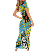 Tuvalu Christmas Family Matching Short Sleeve Bodycon Dress and Hawaiian Shirt Festive Beach Vibes - Polynesian Pride
