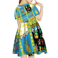 Tuvalu Christmas Kid Short Sleeve Dress Festive Beach Vibes - Polynesian Pride