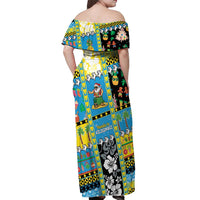 Tuvalu Christmas Off Shoulder Maxi Dress Festive Beach Vibes - Polynesian Pride
