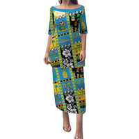Tuvalu Christmas Puletasi Festive Beach Vibes LT05 Long Dress Blue - Polynesian Pride