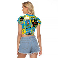 Tuvalu Christmas Raglan Cropped T Shirt Festive Beach Vibes LT05 - Polynesian Pride