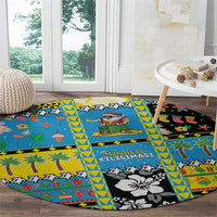 Tuvalu Christmas Round Carpet Festive Beach Vibes - Polynesian Pride