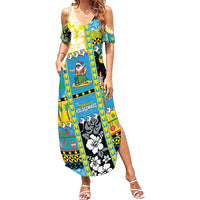 Tuvalu Christmas Summer Maxi Dress Festive Beach Vibes LT05 Women Blue - Polynesian Pride