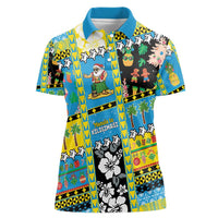 Tuvalu Christmas Women Polo Shirt Festive Beach Vibes LT05 Female Blue - Polynesian Pride