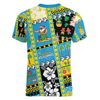 Tuvalu Christmas Women V-Neck T-Shirt Festive Beach Vibes LT05 - Polynesian Pride