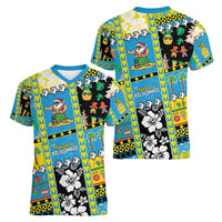Tuvalu Christmas Women V-Neck T-Shirt Festive Beach Vibes LT05 - Polynesian Pride