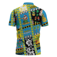 Tuvalu Christmas Zipper Polo Shirt Festive Beach Vibes LT05 - Polynesian Pride