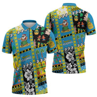 Tuvalu Christmas Zipper Polo Shirt Festive Beach Vibes LT05 - Polynesian Pride