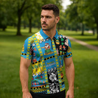 Tuvalu Christmas Zipper Polo Shirt Festive Beach Vibes LT05 - Polynesian Pride