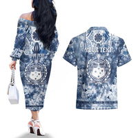 Samoa 685 Couples Matching Off The Shoulder Long Sleeve Dress and Hawaiian Shirt Polynesian Pattern Tie Dye Style LT05 - Polynesian Pride