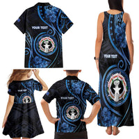 Personalized Northern Mariana Islands Family Matching Tank Maxi Dress and Hawaiian Shirt Ocean Floral Pattern