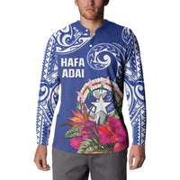 Hafa Adai Northern Mariana Islands Button Sweatshirt Polynesian Tribal Pattern