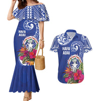 Hafa Adai Northern Mariana Islands Couples Matching Mermaid Dress and Hawaiian Shirt Polynesian Tribal Pattern