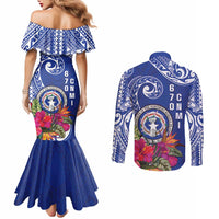 Hafa Adai Northern Mariana Islands Couples Matching Mermaid Dress and Long Sleeve Button Shirt Polynesian Tribal Pattern LT05 - Polynesian Pride