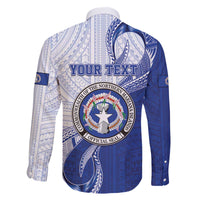 Personalized Northern Mariana Islands Family Matching Off The Shoulder Long Sleeve Dress and Hawaiian Shirt CNMI Seal