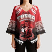 Custom Rugby Tonga MMT Kimono Sleeve Blouse Mana O Tonga - Polynesian Pride