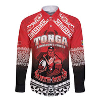 Custom Rugby Tonga MMT Long Sleeve Button Shirt Mana O Tonga - Polynesian Pride