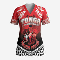 Custom Rugby Tonga MMT Scrub Top Mana O Tonga LT05 Adult Red - Polynesian Pride