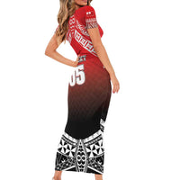 Custom Rugby Tonga MMT Short Sleeve Bodycon Dress Mana O Tonga - Polynesian Pride