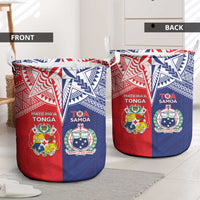 Rugby Samoa And Tonga Laundry Basket Toa Samoa With Mate Maa - Polynesian Pride
