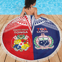 Rugby Samoa And Tonga Beach Blanket Toa Samoa With Mate Maa LT05 - Polynesian Pride