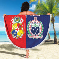 Rugby Samoa And Tonga Beach Blanket Toa Samoa With Mate Maa LT05 - Polynesian Pride