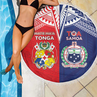 Rugby Samoa And Tonga Beach Blanket Toa Samoa With Mate Maa LT05 - Polynesian Pride