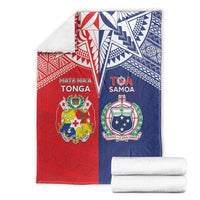 Rugby Samoa And Tonga Blanket Toa Samoa With Mate Maa - Polynesian Pride