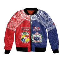 Custom Rugby Samoa And Tonga Bomber Jacket Toa Samoa With Mate Maa LT05 Unisex Multicolor - Polynesian Pride