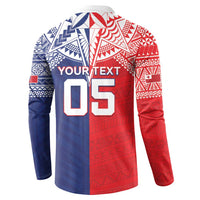 Custom Rugby Samoa And Tonga Button Sweatshirt Toa Samoa With Mate Maa LT05 - Polynesian Pride