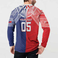 Custom Rugby Samoa And Tonga Button Sweatshirt Toa Samoa With Mate Maa LT05 - Polynesian Pride