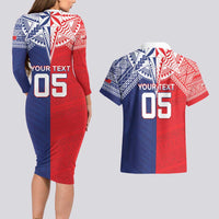 Custom Rugby Samoa And Tonga Couples Matching Long Sleeve Bodycon Dress and Hawaiian Shirt Toa Samoa With Mate Maa - Polynesian Pride