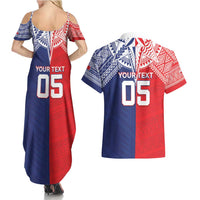 Custom Rugby Samoa And Tonga Couples Matching Summer Maxi Dress and Hawaiian Shirt Toa Samoa With Mate Maa - Polynesian Pride