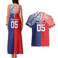 Custom Rugby Samoa And Tonga Couples Matching Tank Maxi Dress and Hawaiian Shirt Toa Samoa With Mate Maa - Polynesian Pride