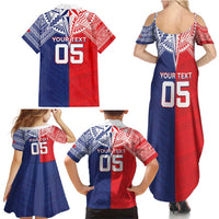 Custom Rugby Samoa And Tonga Family Matching Summer Maxi Dress and Hawaiian Shirt Toa Samoa With Mate Maa - Polynesian Pride