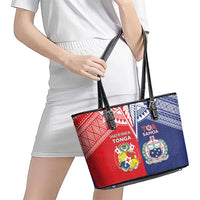 Rugby Samoa And Tonga Leather Tote Bag Toa Samoa With Mate Maa - Polynesian Pride