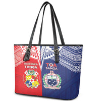 Rugby Samoa And Tonga Leather Tote Bag Toa Samoa With Mate Maa - Polynesian Pride