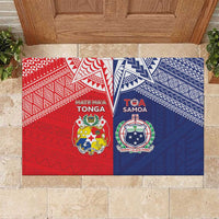 Rugby Samoa And Tonga Rubber Doormat Toa Samoa With Mate Maa LT05 Multicolor - Polynesian Pride