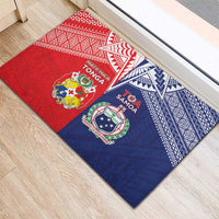 Rugby Samoa And Tonga Rubber Doormat Toa Samoa With Mate Maa LT05 - Polynesian Pride