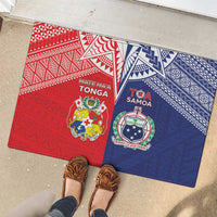 Rugby Samoa And Tonga Rubber Doormat Toa Samoa With Mate Maa LT05 - Polynesian Pride