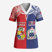 Custom Rugby Samoa And Tonga Scrub Top Toa Samoa With Mate Maa - Polynesian Pride