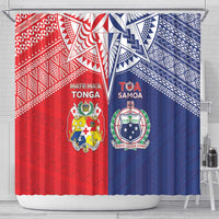 Rugby Samoa And Tonga Shower Curtain Toa Samoa With Mate Maa - Polynesian Pride