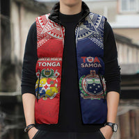 Custom Rugby Samoa And Tonga Sleeveless Puffer Jacket Toa Samoa With Mate Maa - Polynesian Pride