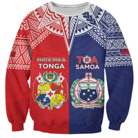 Custom Rugby Samoa And Tonga Sweatshirt Toa Samoa With Mate Maa LT05 Unisex Multicolor - Polynesian Pride
