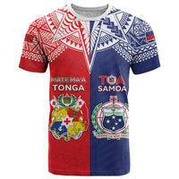Custom Rugby Samoa And Tonga T Shirt Toa Samoa With Mate Maa - Polynesian Pride