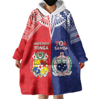 Custom Rugby Samoa And Tonga Wearable Blanket Hoodie Toa Samoa With Mate Maa - Polynesian Pride